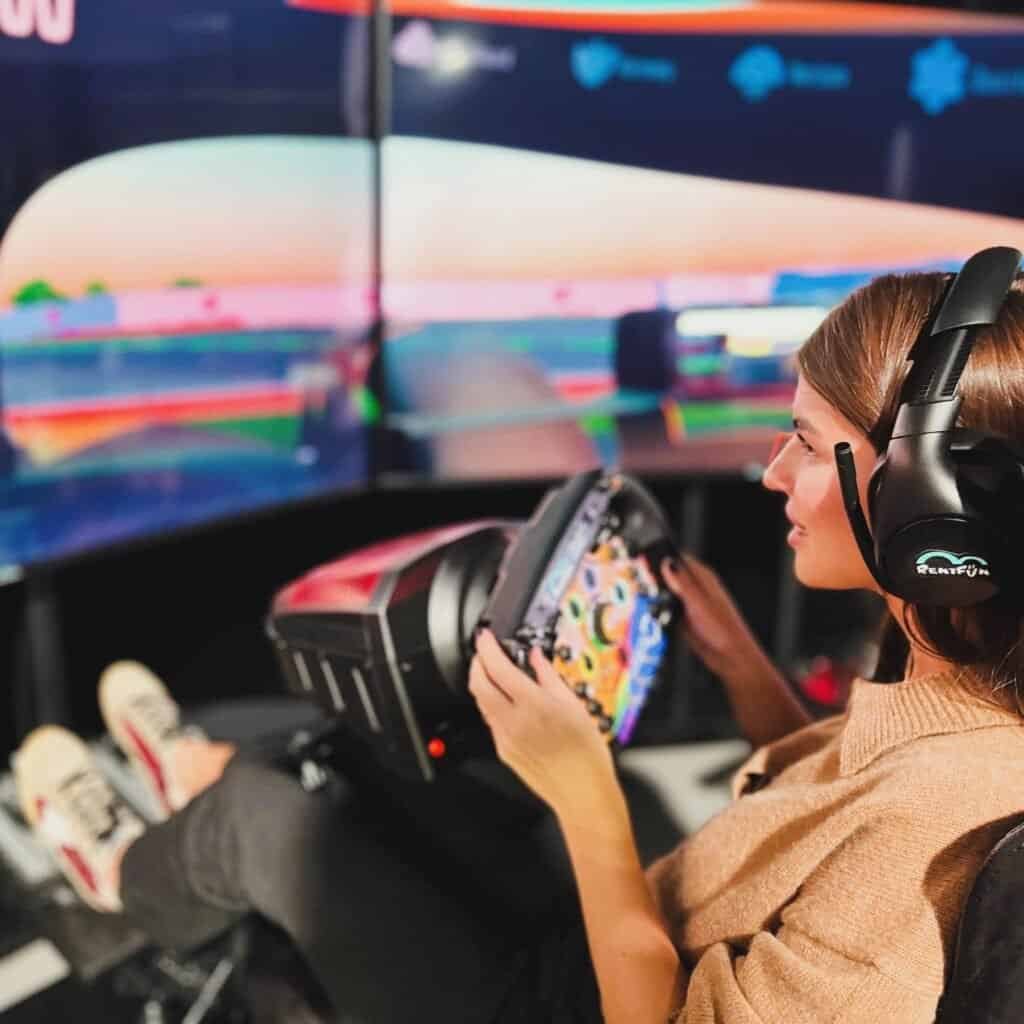 Rent F1 simulator near me London, Paris, Berlin. Full motion Formula 1 simulators hire F1 simulator with RoarFun services