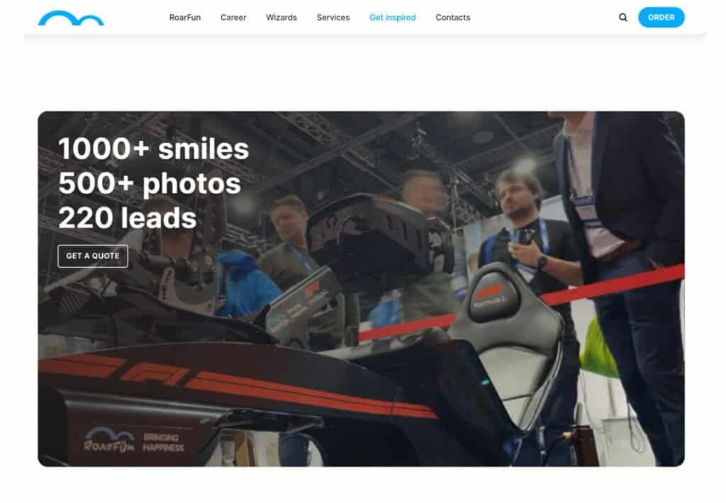 RoarFun Designs Web with Video and text overlay.